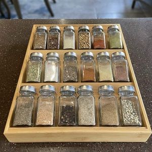 Bamboo Spice rack In-Drawer Kitchen Cabinet Spice 12